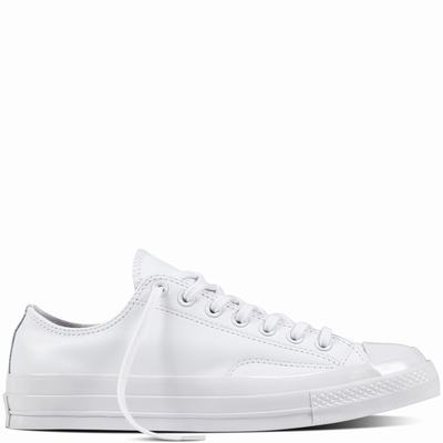 Converse Chuck Taylor All Star '70 Mono Leather Low Tops Womens - White/White/White Shoes (498ZEUDJ)